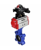 Затвор дисковый поворотный DN.ru WBV1631E-2W-Fb-H Ду50 Ру16 LUG корпус - чугун QT450, диск - нержавеющая сталь 304, уплотнение - EPDM, с пневмоприводом DN.ru PA-DA-065 и БКВ APL-210N