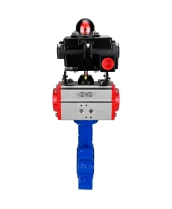 Затвор дисковый поворотный DN.ru WBV1631E-2W-Fb-H Ду50 Ру16 LUG корпус - чугун QT450, диск - нержавеющая сталь 304, уплотнение - EPDM, с пневмоприводом DN.ru PA-DA-065 и БКВ APL-410N EX