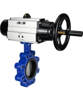 Затвор дисковый поворотный DN.ru WBV1631E-2W-Fb-H Ду125 Ру16 LUG корпус - чугун QT450, диск - нержавеющая сталь 304, уплотнение - EPDM, с пневмоприводом DN.ru PA-DA-105-1