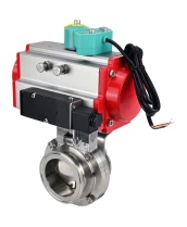 Затвор дисковый поворотный кламповый DN.ru WBV3131S-2W-C-H Ду100 Ру10 корпус - пищевая нержавеющая сталь 304, уплотнение - Silicon, с пневмоприводом PA-DA-052, пневмораспределителем 4M310-08 220В и магнитным переключателем ALS200D