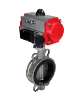 Затвор дисковый поворотный DN.ru WBV3131V-2W-Fb-H Ду80 Ру16, корпус - нержавеющая сталь 304, диск - нержавеющая сталь 304, уплотнение - VITON, с пневмоприводом DN.ru PA-DA-083 и пневмораспределителем DN.ru 4M310-08 220В