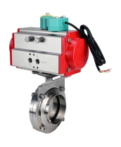 Затвор дисковый поворотный DN.ru WBV3131S-2W-W-H Ду100 Ру10 под приварку, пищевая нержавеющая сталь 304, уплотнение - Silicon, с пневмоприводом PA-DA-052 и магнитным переключателем ALS200D