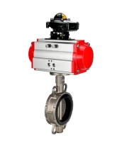 Затвор дисковый поворотный DN.ru WBV3131E-2W-Fb-H Ду50 Ру16, корпус - нержавеющая сталь 304, диск - нержавеющая сталь 304, уплотнение - EPDM, с пневмоприводом DN.ru PA-DA-065 и БКВ DN.ru APL-210N