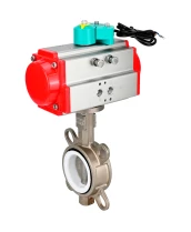 Затвор дисковый поворотный DN.ru WBV3131P-2W-Fb-H Ду100 Ру16 корпус - нержавеющая сталь 304, диск - нержавеющая сталь 304, уплотнение - PTFE, с пневмоприводом PA-DA-083 и магнитным переключателем ALS200D