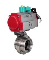 Затвор дисковый поворотный DN.ru WBV3131S-2W-T-H Ду100 Ру10 резьбовой, пищевая нержавеющая сталь 304, уплотнение - Silicon, с пневмоприводом PA-DA-052 и магнитным переключателем ALS200D