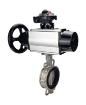 Затвор дисковый поворотный DN.ru WBV3232E-2W-Fb-H Ду150 Ру16, корпус - нержавеющая сталь 316L, диск - нержавеющая сталь 316L, уплотнение - EPDM, с пневмоприводом PA-DA-105-1 двойного действия, пневмораспределителем 4М310-08 220В NAMUR, БКВ APL-210N