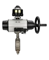 Затвор дисковый поворотный DN.ru WBV3232N-2W-Fb-H Ду150 Ру16, корпус - нержавеющая сталь 316L, диск - нержавеющая сталь 316L, уплотнение - NBR, с пневмоприводом PA-DA-105-1 двойного действия, пневмораспределителем 4М310-08 220В NAMUR, БКВ APL-510N EX