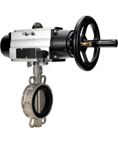 Затвор дисковый поворотный DN.ru WBV3232V-2W-Fb-H Ду150 Ру16, корпус - нержавеющая сталь 316L, диск - нержавеющая сталь 316L, уплотнение - Viton, с пневмоприводом PA-DA-105-1 двойного действия, пневмораспределителем 4М310-08 220В NAMUR