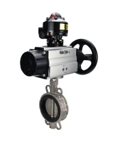 Затвор дисковый поворотный DN.ru WBV3232N-2W-Fb-H Ду150 Ру16, корпус - нержавеющая сталь 316L, диск - нержавеющая сталь 316L, уплотнение - NBR, с пневмоприводом PA-DA-105-1 двойного действия, с БКВ APL-510N EX