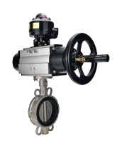 Затвор дисковый поворотный DN.ru WBV3232E-2W-Fb-H Ду150 Ру16, корпус - нержавеющая сталь 316L, диск - нержавеющая сталь 316L, уплотнение - EPDM, с пневмоприводом PA-DA-105-1 двойного действия, с БКВ APL-510N EX