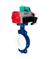 Затвор дисковый поворотный DN.ru WBV3434Pf-2W-Fb-H Ду80 Ру16 корпус - углеродистая сталь WCB, диск - углеродистая сталь WCB, футерованный PTFE, уплотнение - PTFE, с PA-DA-083, 4M310-08 220В и ALS200D
