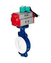 Затвор дисковый поворотный DN.ru WBV3434Pf-2W-Fb-H Ду100 Ру16 корпус - углеродистая сталь WCB, диск - углеродистая сталь WCB, футерованный PTFE, уплотнение - PTFE, с пневмоприводом PA-DA-083 и магнитным переключателем ALS200D