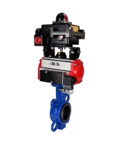 Затвор дисковый поворотный DN.ru WBV3432V-2W-Fb-H Ду50 Ру16, корпус - углеродистая сталь WCB, диск - нержавеющая сталь 316L, уплотнение - Viton, с пневмоприводом PA-SA-083, пневмораспределителем 4М310-08 24В NAMUR, БКВ APL-410N EX