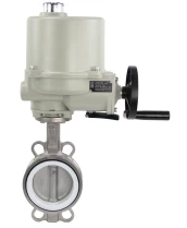 Затвор дисковый поворотный DN.ru WBV3232P-2W-Fb-H Ду40 Ру16, корпус - нержавеющая сталь 316L, диск - нержавеющая сталь 316L, уплотнение - PTFE, с взрывозащищенным электроприводом ГЗ-ОФВ-80/21К 220В