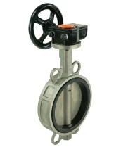 Затвор дисковый поворотный DN.ru 316L-316L-EPDM Ду150 Ру16 межфланцевый, корпус - нержавеющая сталь 316L, диск - нержавеющая сталь 316L, уплотнение - EPDM, с редуктором Pro-Gear X-21-W-200