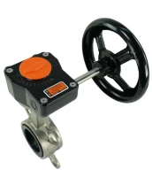 Затвор дисковый поворотный DN.ru 316L-316L-VITON Ду50 Ру16 межфланцевый, корпус - нержавеющая сталь 316L, диск - нержавеющая сталь 316L, уплотнение - VITON, с редуктором Pro-Gear X-21-W-200
