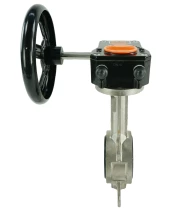 Затвор дисковый поворотный DN.ru 316L-316L-VITON Ду50 Ру16 межфланцевый, корпус - нержавеющая сталь 316L, диск - нержавеющая сталь 316L, уплотнение - VITON, с редуктором Pro-Gear X-21-W-200