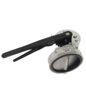 Затвор дисковый поворотный DN.ru WBV3232N-2W-Fb-H Ду200 Ру16 межфланцевый, корпус - нержавеющая сталь 316L, диск - нержавеющая сталь 316L, уплотнение - NBR, с рукояткой, квадрат 17х17, F10