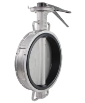 Затвор дисковый поворотный DN.ru WBV3232N-2W-Fb-H Ду300 Ру16 межфланцевый, корпус - нержавеющая сталь 316L, диск - нержавеющая сталь 316L, уплотнение - NBR, с рукояткой, квадрат 22х22, F10