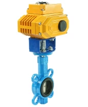 Затвор дисковый поворотный DN.ru WBV1413E-2W-Fb-H Ду40 Ру16, корпус - чугун GGG50, диск - чугун GGG40, уплотнение - EPDM, 9х9, F05, с электроприводом DN.ru QT-N-003EM-O1-220VAC-У1