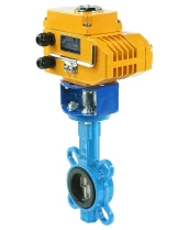 Затвор дисковый поворотный DN.ru WBV1413E-2W-Fb-H Ду40 Ру16, корпус - чугун GGG50, диск - чугун GGG40, уплотнение - EPDM, 9х9, F05, с электроприводом DN.ru QT-N-005EM-O1-380VAC-У1