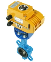 Затвор дисковый поворотный DN.ru WBV1413E-2W-Fb-H Ду40 Ру16, корпус - чугун GGG50, диск - чугун GGG40, уплотнение - EPDM, 9х9, F05, с электроприводом DN.ru QT-N-005EM-O1-380VAC-У1