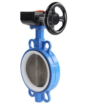 Затвор дисковый поворотный DN.ru WCB-316L-PTFE Ду100 Ру16 межфланцевый, корпус - углеродистая сталь WCB, диск - нержавеющая сталь 316L, уплотнение - PTFE, с редуктором Pro-Gear X-21-W-200