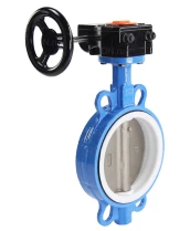 Затвор дисковый поворотный DN.ru WCB-316L-PTFE Ду100 Ру16 межфланцевый, корпус - углеродистая сталь WCB, диск - нержавеющая сталь 316L, уплотнение - PTFE, с редуктором Pro-Gear X-21-W-200