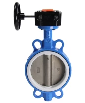 Затвор дисковый поворотный DN.ru WCB-316L-PTFE Ду100 Ру16 межфланцевый, корпус - углеродистая сталь WCB, диск - нержавеющая сталь 316L, уплотнение - PTFE, с редуктором Pro-Gear X-21-W-200