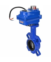 Затвор дисковый поворотный DN.ru WBV1432E-2W-Fb-H Ду50 Ру16, корпус - чугун GGG50, диск - нержавеющая сталь 316L, уплотнение - EPDM, с электроприводом DN.ru QT-N-003EM-O1-220VAC-У1 blue 220В