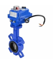 Затвор дисковый поворотный DN.ru WBV1432E-2W-Fb-H Ду50 Ру16, корпус - чугун GGG50, диск - нержавеющая сталь 316L, уплотнение - EPDM, с электроприводом DN.ru QT-N-003EM-O1-220VAC-У1 blue 220В