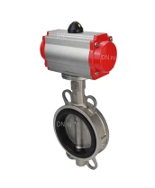 Затвор дисковый поворотный DN.ru WBV3232E-2W-Fb-H Ду125 Ру16, корпус - нержавеющая сталь 316L, диск - нержавеющая сталь 316L, уплотнение - EPDM, с пневмоприводом DN.ru PA-DA-083 и пневмораспределителем 4M310-08 24В