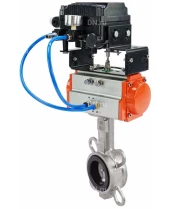 Затвор дисковый поворотный DN.ru WBV3232N-2W-Fb-H Ду250 Ру16, корпус - нержавеющая сталь 316L, диск - нержавеющая сталь 316L, уплотнение - NBR, с пневмоприводом PA-DA-140 и с электропневматическим поворотным позиционером YT-1000RSN с обратной связью