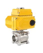 Кран шаровой DN.ru BV3232P(3pc)-FP-W-ISO-H Ду32 Ру63 полнопроходной двухходовой, нержавеющая сталь SS316, под приварку, уплотнение - PTFE, с электроприводом DN.ru QT-N-005EM-O1-220VAC-У1