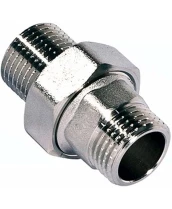 Соединение разъемное (американка) DN.ru А-304-НР-НР-PTFE 1/4″ Ду8 Ру20 с уплотнением под гайкой по плоскости, корпус - нержавеющая сталь AISI 304, присоединение - наружная/наружная резьба, тип резьбы - BSPT