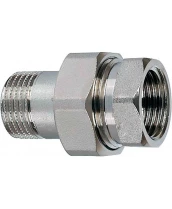 Соединение разъемное (американка) DN.ru А-304-НР-ВР-PTFE 1/4″ Ду8 Ру20 с уплотнением под гайкой по плоскости, корпус - нержавеющая сталь AISI 304, присоединение - наружная/внутренняя резьба, тип резьбы - BSPT/BSPP