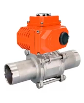 Кран шаровой DN.ru BV3232P(3pc)-FP-W-ISO-H LONG Ду10 Ру63 полнопроходной, корпус - нержавеющая сталь 316, уплотнение - PTFE, под приварку, с электроприводом DN.ru QT-N-003EM-O1-220VAC-У1 HARK