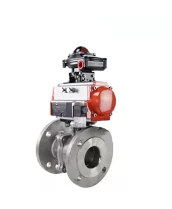 Кран шаровой DN.ru BV3232P(2pc)-FP-F-ISO-H Ду15 Ру40 фланцевый, полнопроходной, двухсоставной, корпус - нержавеющая сталь SS316, уплотнение - PTFE, с пневмоприводом DN.ru PA-DA-52 и БКВ APL-510N-EX