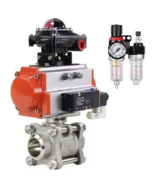 Кран шаровой DN.ru BV3232P(3pc)-FP-W-ISO-H Ду10 Ру63 полнопроходной двухходовой, корпус - нержавеющая сталь SS316, под приварку, уплотнение - PTFE, с пневмоприводом PA-SA-065, пневмораспределителем 4M310-08 220В NAMUR, БКВ APL-210N и БПВ AFC2000
