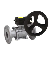 Кран шаровой DN.ru BV3232P(3pc)-FP-F-ISO-H Ду100 Ру16 фланцевый, полнопроходной, трехсоставной, корпус - нержавеющая сталь 316, уплотнение - PTFE, с редуктором HAM RQN1-180Z-T40