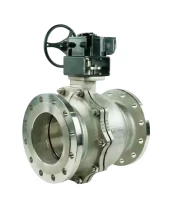 Кран шаровой DN.ru BV3232P(2pc)-FP-F-ISO-R Ду200 Ру16 полнопроходной двухходовой, нержавеющая сталь 316, фланцевый, уплотнение - PTFE, с редуктором