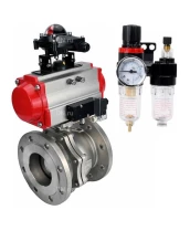 Кран шаровой DN.ru BV3232P(2pc)-FP-F-ISO-R Ду200 Ру16 полнопроходной двухходовой, нержавеющая сталь 316, фланцевый, уплотнение - PTFE, с пневмоприводом PA-DA-140 двойного действия, пневмораспределителем 4M310-08 24В, БКВ APL-210N и БПВ AFC2000