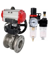 Кран шаровой DN.ru BV3232P(2pc)-FP-F-ISO-R Ду200 Ру16 полнопроходной двухходовой, нержавеющая сталь 316, фланцевый, PTFE, с пневмоприводом PA-DA-140 двойного действия, пневмораспределителем 4M310-08 24В, редуктором MON4-1200-T54-ISO и БПВ AFC2000