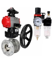 Кран шаровой DN.ru BV3232P(2pc)-FP-F-ISO-R Ду200 Ру16 полнопроходной двухходовой, нерж. сталь 316, фланцевый, PTFE, с пневмоприводом PA-DA-140 двойного действия, пневмораспределителем 4M310-08 24В, БКВ APL-210N, редуктором MON4-1200-T54-ISO и БПВ AFC2000