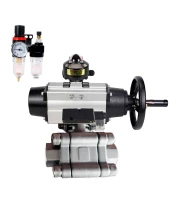 Кран шаровой DN.ru BV3232P(3pc)-FP-SW-ISO-H Ду100 Ру63 полнопроходной, корпус - нержавеющая сталь SS316, под приварку, с пневмоприводом PA-DA-105-1, пневмораспределителем 4М310-08 220В, БКВ APL-510N EX, БПВ AFC2000