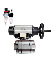 Кран шаровой DN.ru BV3232P(3pc)-FP-SW-ISO-H Ду100 Ру63 полнопроходной, корпус - нержавеющая сталь SS316, под приварку, с пневмоприводом PA-DA-105-1, пневмораспределителем 4V320-08 220В, БПВ AFC2000