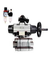 Кран шаровой DN.ru BV3232P(3pc)-FP-SW-ISO-H Ду100 Ру63 полнопроходной, корпус - нержавеющая сталь SS316, под приварку, с пневмоприводом PA-DA-105-1, пневмораспределителем 4V320-08 220В, БКВ APL-210N, БПВ AFC2000