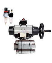 Кран шаровой DN.ru BV3232P(3pc)-FP-SW-ISO-H Ду100 Ру63 полнопроходной, корпус - нержавеющая сталь SS316, под приварку, с пневмоприводом PA-DA-105-1, пневмораспределителем 4V320-08 220В, БКВ APL-410N EX, БПВ AFC2000