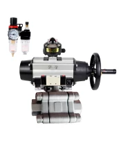 Кран шаровой DN.ru BV3232P(3pc)-FP-SW-ISO-H Ду100 Ру63 полнопроходной, корпус - нержавеющая сталь SS316, под приварку, с пневмоприводом PA-DA-105-1, пневмораспределителем 4V320-08 220В, БКВ APL-510N EX, БПВ AFC2000