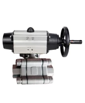 Кран шаровой DN.ru BV3232P(3pc)-FP-SW-ISO-H Ду100 Ру63 полнопроходной, корпус - нержавеющая сталь SS316, под приварку, с пневмоприводом PA-DA-105-1